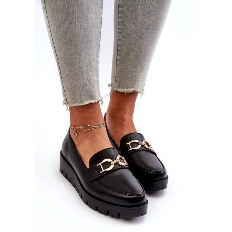 Evento Mocasines De Mujer Con Plataforma Y Adorno, Negro 2