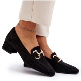 Bellucci Salón bloque de tacón bajo con decoración, negro 4