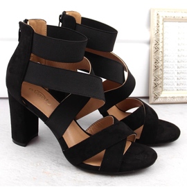 Sandalias de mujer con tacón y elásticos, negro eVento 6964 2