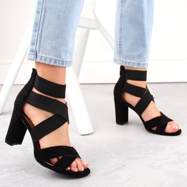 Sandalias de mujer con tacón y elásticos, negro eVento 6964 4