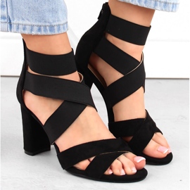 Sandalias de mujer con tacón y elásticos, negro eVento 6964 5