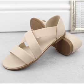 Sandalias slip-on de mujer con banda elástica beige Jezzi 3882 3