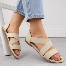 Sandalias slip-on de mujer con banda elástica beige Jezzi 3882 4