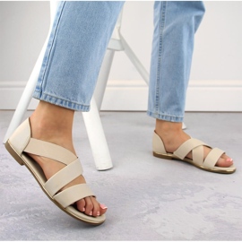 Sandalias slip-on de mujer con banda elástica beige Jezzi 3882 5