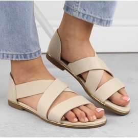 Sandalias slip-on de mujer con banda elástica beige Jezzi 3882 6