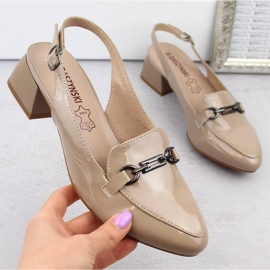 M. DASZYŃSKI Sandalias de charol de tacón alto para mujer, beige M.Daszyński MR23112-4 1