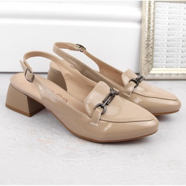 M. DASZYŃSKI Sandalias de charol de tacón alto para mujer, beige M.Daszyński MR23112-4 2