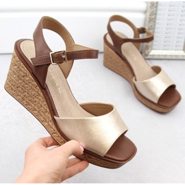 Sandalias cuña mujer dorada Sergio Leone SK229 dorado 1