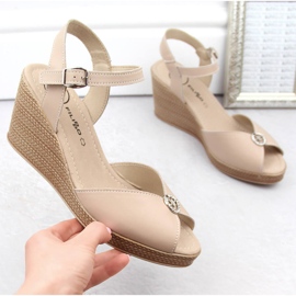 Sandalias cuña mujer piel beige Filippo DS6026 4