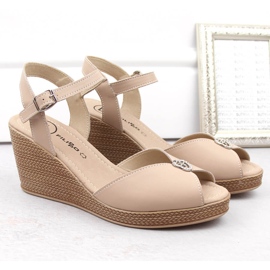 Sandalias cuña mujer piel beige Filippo DS6026 5