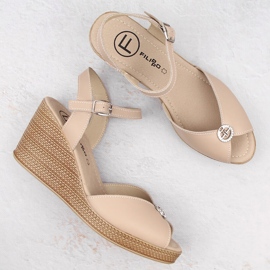 Sandalias cuña mujer piel beige Filippo DS6026 6