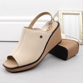 Sandalias cuña mujer piel beige Filippo DS6027 5