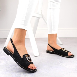 Sandalias de mujer cómodas con adorno, negro S.Barski 053 2