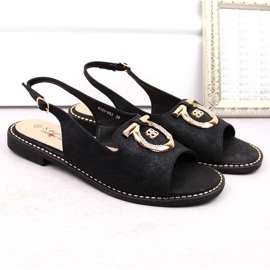 Sandalias de mujer cómodas con adorno, negro S.Barski 053 4