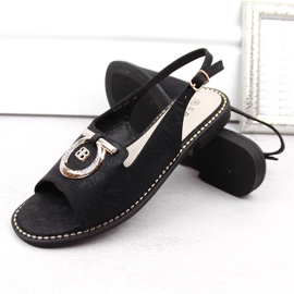 Sandalias de mujer cómodas con adorno, negro S.Barski 053 5