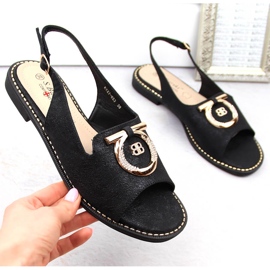 Sandalias de mujer cómodas con adorno, negro S.Barski 053 6