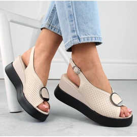 Sandalias cuña calada piel beige Filippo DS6074 1 Sandalias cuña calada piel beige Filippo DS6074 1