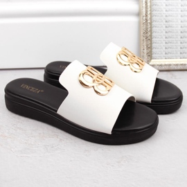 Chanclas de mujer con adorno, blanco Vinceza 73501 5