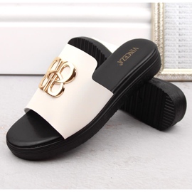 Chanclas de mujer con adorno, blanco Vinceza 73501 6