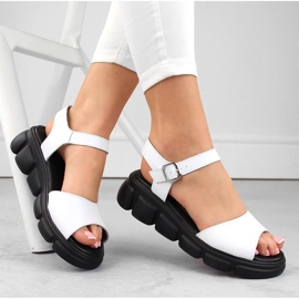 Sandalias cuña mujer piel blanco Vinceza 7884 1