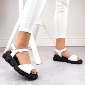 Sandalias cuña mujer piel blanco Vinceza 7884 2