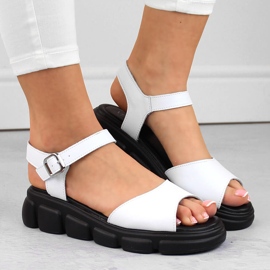 Sandalias cuña mujer piel blanco Vinceza 7884 3