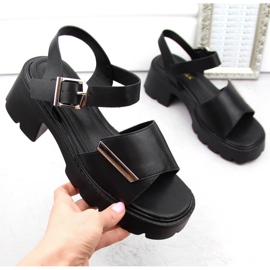 Sandalias mujer negro tacón y plataforma Vinceza 36257 4