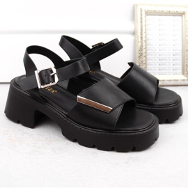 Sandalias mujer negro tacón y plataforma Vinceza 36257 5