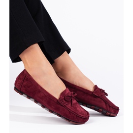 Mocasines mujer ante burdeos rojo 1