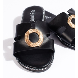 Chanclas planas de mujer negras negro 4