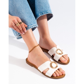 Chanclas planas mujer blancas blanco 1