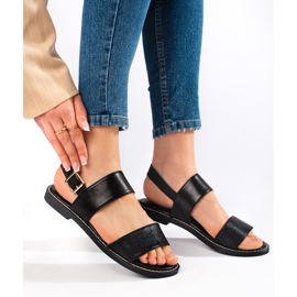 Sandalias planas mujer negras negro 1