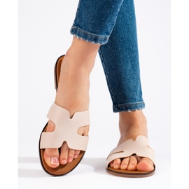 Chanclas planas de mujer beige 1