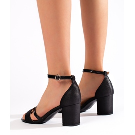 Elegantes sandalias de tacón de mujer negras. negro 3
