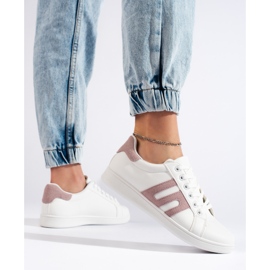 Zapatillas de mujer blancas y rosas. blanco 3