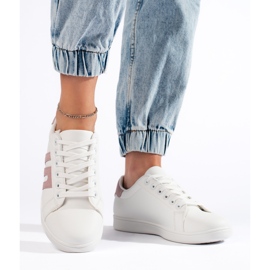 Zapatillas de mujer blancas y rosas. blanco 2