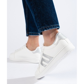 Zapatillas de mujer blancas y plateadas. blanco 3