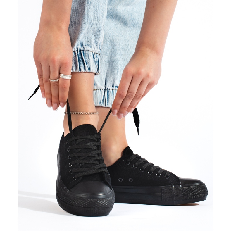 Deportivas plataforma mujer negras negro 1