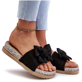 Chanclas de mujer con plataforma y lazo, negro Aflia 8