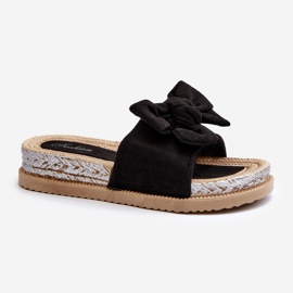 Chanclas de mujer con plataforma y lazo, negro Aflia 7
