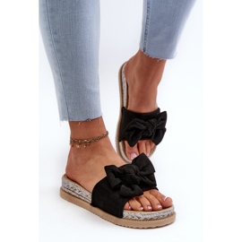 Chanclas de mujer con plataforma y lazo, negro Aflia 3