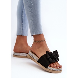 Chanclas de mujer con plataforma y lazo, negro Aflia 4