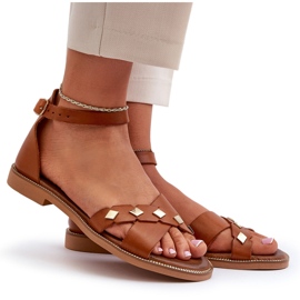Zazoo 40378 Sandalias Planas Mujer Piel, Marrón 10