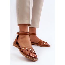 Zazoo 40378 Sandalias Planas Mujer Piel, Marrón 4