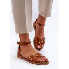 Zazoo 40378 Sandalias Planas Mujer Piel, Marrón 5