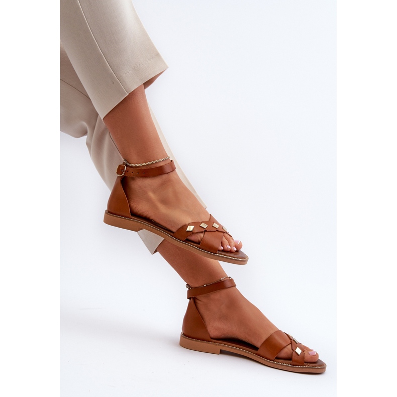 Zazoo 40378 Sandalias Planas Mujer Piel, Marrón 1