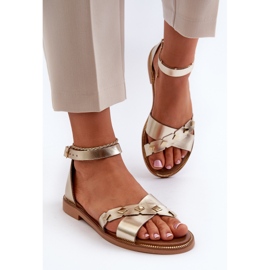 Zazoo 40378 Sandalias Planas Mujer Piel, Dorado 5