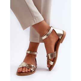 Zazoo 40378 Sandalias Planas Mujer Piel, Dorado 9