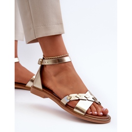 Zazoo 40378 Sandalias Planas Mujer Piel, Dorado 6