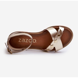 Zazoo 40378 Sandalias Planas Mujer Piel, Dorado 7